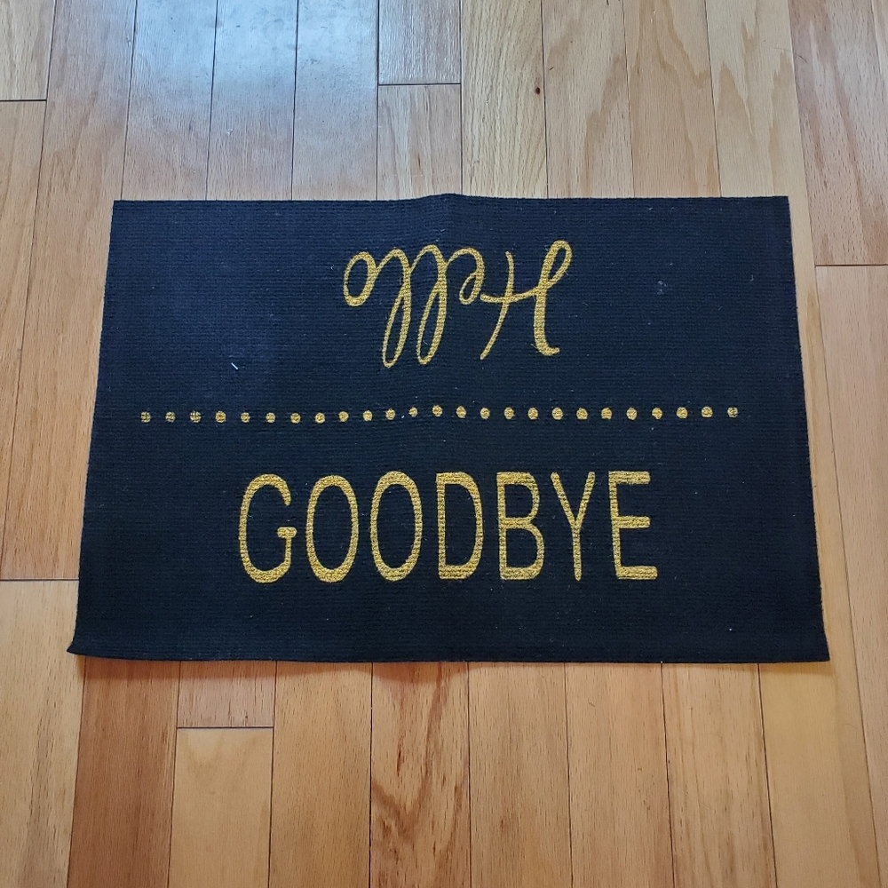 "Hello/Goodbye floor mat/rug